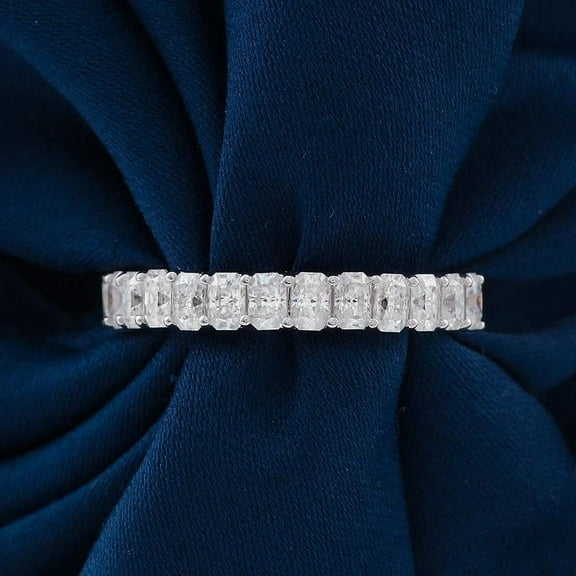 Bow Jewel Silver Band for Women's - 1.3Ct Radiant Cut White Diamond Ring - Anniversary Wedding Eternity Ring Band for Her - 14K Stamped Ring for Mom/Sister/Girlfriend/Wife - Bridal Diamond Jewelry
