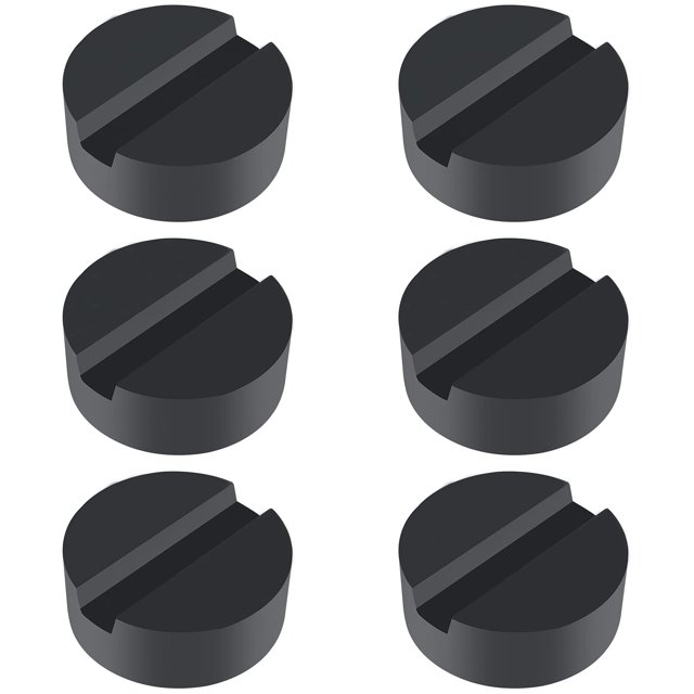 6Pcs Universal Floor Jack Pad Adapter Slotted Rubber Jack Pad Frame Rail Protector Puck/Pad Keeps Pinch, Paint and Metal Safe Slotted Frame Rail Protector for Floor Jack Stand