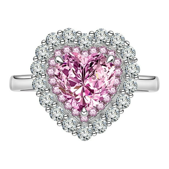 Heart Cut Zircon Eternity Wedding Rings for Women Sterling Silver Rings for Women 8*8mm Zircon Women Engagement Rings Stylish Hypoallergenic Personalized Promise Rings