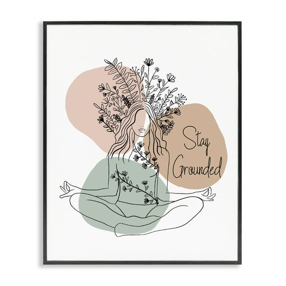 Stupell Industries Stay Grounded Portrait Typography Painting Black Framed Art Print Wall Art, 11 x 14