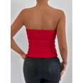 thumbnail image 4 of Women'S Tube Tops Strapless Going Out Crop Tank Top Ruched Bandeau Outfits Sleeveless Y2K Shirts Red M, 4 of 7