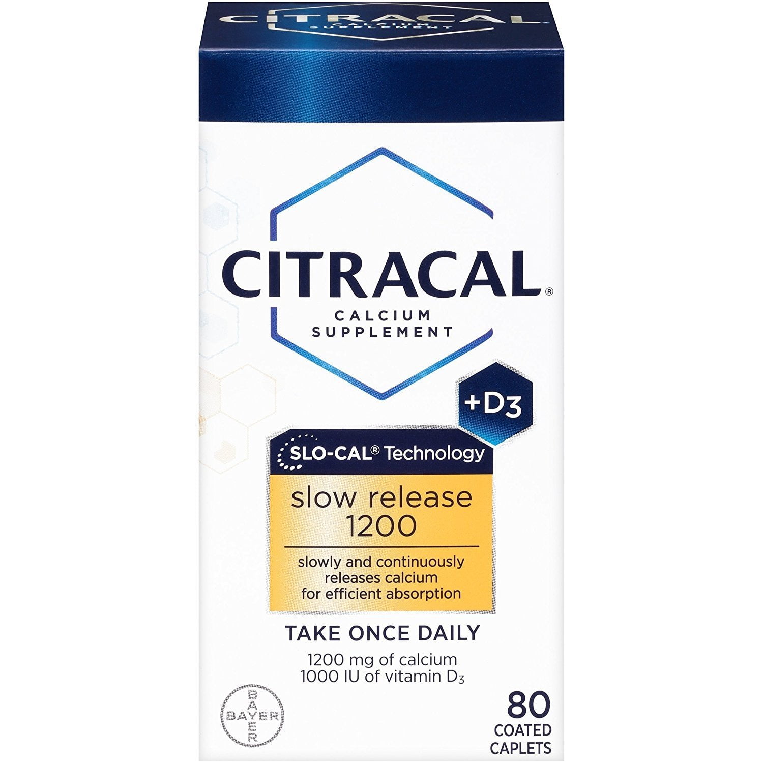 Citracal Calcium D Supplement Slow Release 1200, 80 caplets, 1 pack