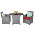 thumbnail image 4 of Patiojoy 3-Piece Patio Rattan Furniture Set, Outdoor Wicker Table and Chair Set with Cushions, Red, 4 of 6