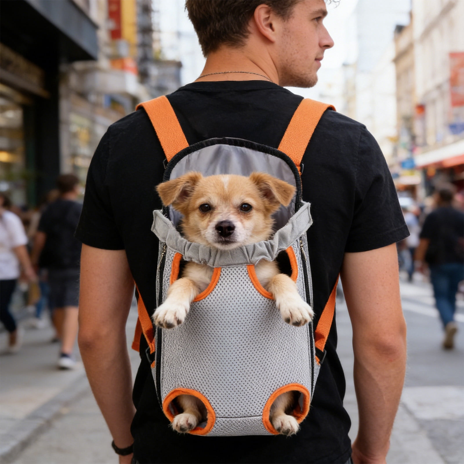 Lunxisen 1 Pcs Breathable Pet Backpack Carrier Mesh Ventilation Outdoor Travel Hiking Portable Dog Cat Carrier Bag(M)
