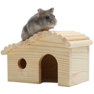 Hamster Wooden Pet House Hideout Rat Mice Gerbil Rabbit Cage Hut Nesting Cabin