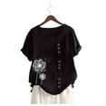 thumbnail image 3 of Plus Size Tops For Womens Casual Loose Button Linen Plus Size Daily Boho Tanic T-Shirt Blouse Tops, 3 of 6