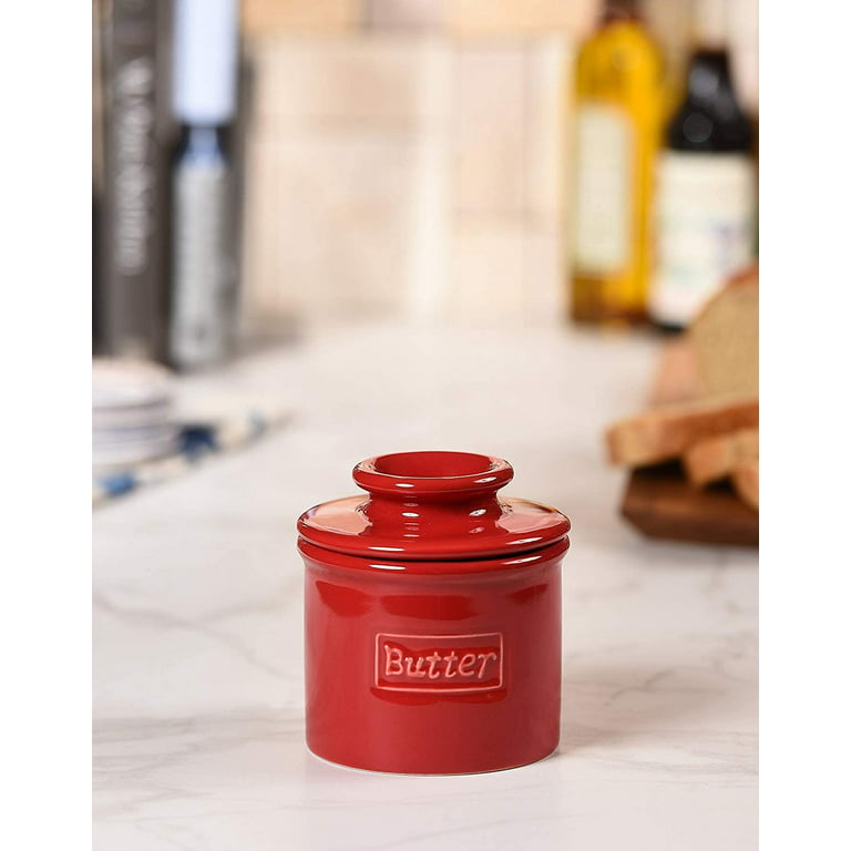 Cafe Butter Bell Crock - Red