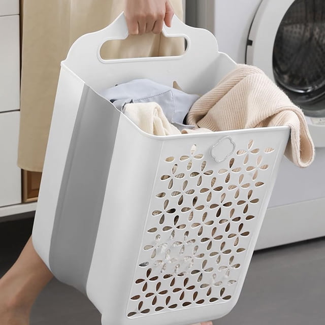 Panier à Linge Mural Pliable avec Trous de Ventilation Grande Capacité Rangement Gain de Place pour Salle de Bain et Garde-Robe
