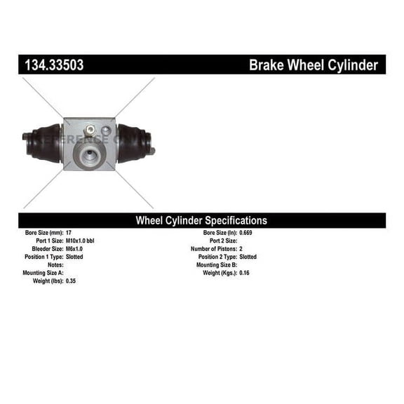 Centric Parts Drum Brake Wheel Cylinder P/N:134.33503 Fits select: 1998 VOLKSWAGEN JETTA