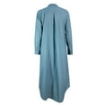 thumbnail image 5 of Fulijie Women Casual Solid Denim Dress V Neck Long Sleeve Button Pocket Loose Long Dress Blue, 5 of 6