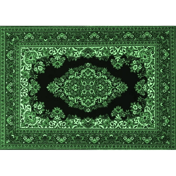 Ahgly Company Indoor Rectangle Medallion Emerald Green Traditional Area Rugs, 2' x 3'