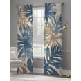 thumbnail image 4 of Blue Brown Palm Leaf Sheer Curtains 84 Inch Length 2 Panels Set, Summer Farmhouse Botanical Voile Window Treatment Rod Pocket Curtains Sheers Drapes for Bedroom/Living Room/Kitchen 52"x84"x2, 4 of 7