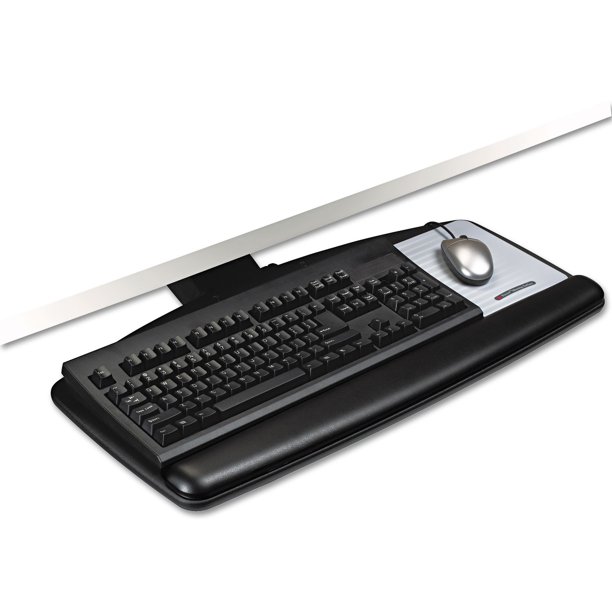 3M Positive Locking Keyboard Tray, Standard Platform, 21.75" Track