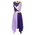 thumbnail image 3 of iEFiEL Womens Asymmetrical Praise Dance Dress Long Sleeve Overlay Choir Worship Costume Church Liturgical Dancewear Purple&Light Purple XL, 3 of 7