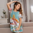 thumbnail image 6 of Salouo Kawaii Sushi Characters Delight Print Short Sleeve Sleepshirt for Womens Comfy Nightgown Scoopneck Cute Nightdress Ruffle -Medium, 6 of 7