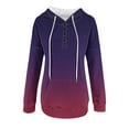 thumbnail image 5 of Hoodies for Womens Plus Size Color Block Long Sleeve Blouse Casual Loose Sweatershirt Button Down Drawstring Hoodies Tops with Pockets,Purple,L, 5 of 5