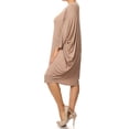 thumbnail image 3 of Women's Plus Size Solid Loose Fit 3/4 Dolman Sleeve Casual Midi Dress, 3 of 5