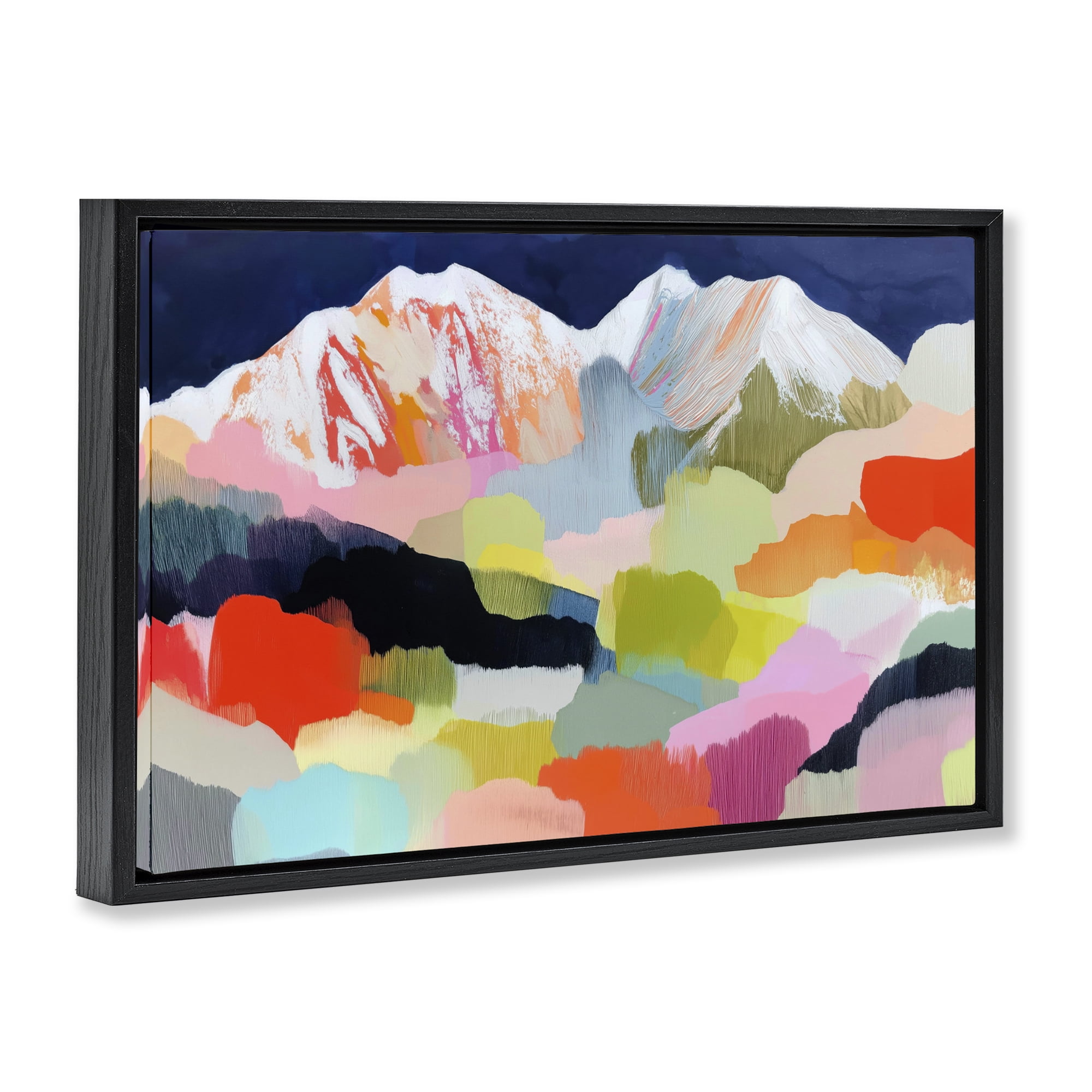 Stupell Industries Alpine Glow in Vibrant Mountains Black Framed Floater Canvas Wall Art, design by Chromatic Storm Studio