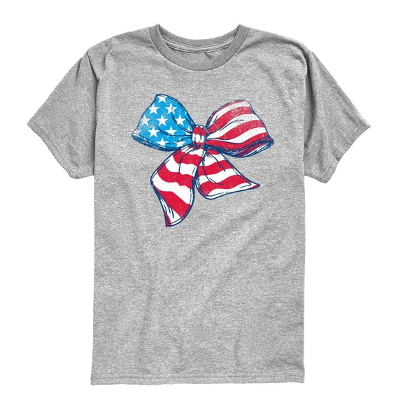 Instant Message - American Flag Bow Short Sleeve Graphic T-Shirt