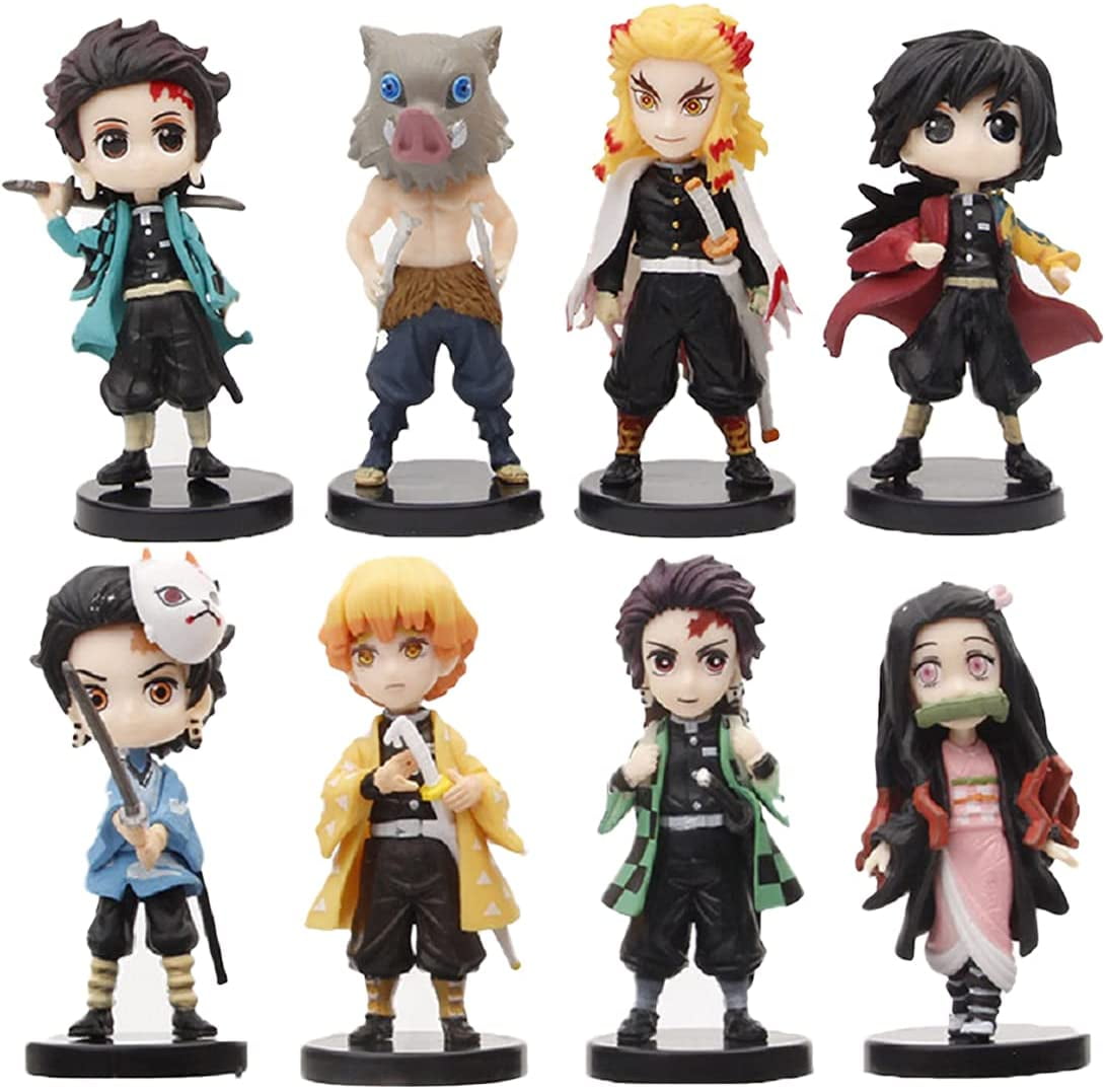 6Pcs Demon Slayer Cake Topper Figures Toy Set Demon Slayer Theme Party Supplies 3inch For Home Office Collectible Decoration 