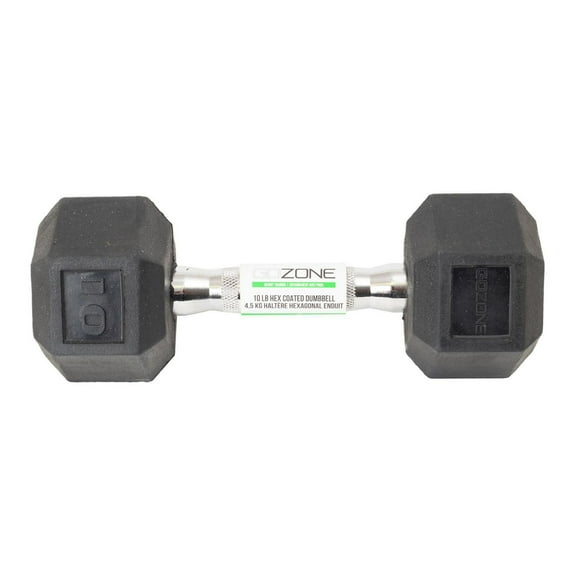 GoZone Rubber-Coated Hex Dumbbell – Black/Chrome