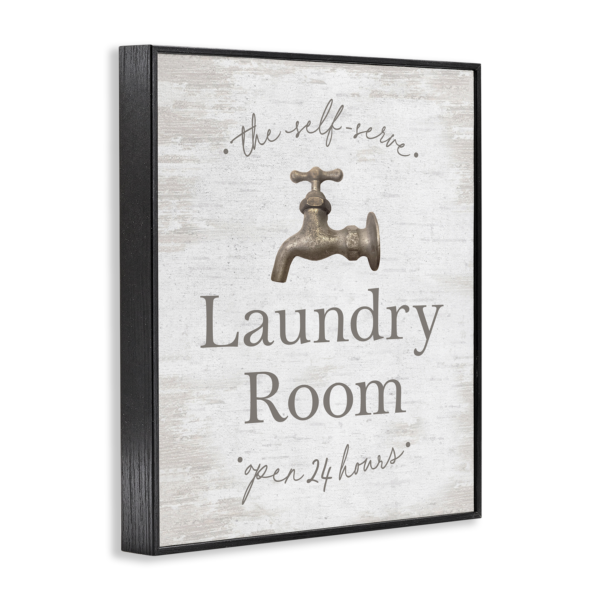 Stupell Industries Distressed Laundry Room Typography Painting Black Framed Art Print Wall Art, 16 x 20