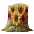 thumbnail image 6 of Summer Sunflowers Blanket Soft Cozy Warm Throw Blanket for Couch, Plush Fuzzy Flannel Fleece Blankets for Sofa, Vintage Oil Painting Floral Leaf Plant Bed Blankets Lightweight Gifts for Men, 50"x80", 6 of 9