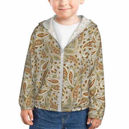 

Sun Hoodie for Kids Paisley Floral 1 Long Sleeve Swim Fishing Shirts Sun Protection Zip Up Jacket Clothing Athletic Hoodie