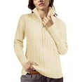 thumbnail image 7 of Long Sleeve Women Vintage Cable Knit Cardigan Zip Up Collared Sweater Coat, 7 of 7
