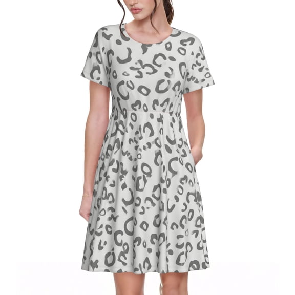 Now Leopard Dresses Short Sleeve Nightdresses for Women