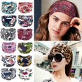thumbnail image 6 of Elastic Turban Headwear Boho Wide Bohemian Cotton Stretch Casual Headband Yoga Hair Band Women Headwrap Workout Headband A, 6 of 8