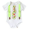 Noahs Boytique Baby Boy Clothes With Tie Neon Green Suspenders and Colorful Tie Newborn