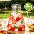 thumbnail image 3 of TINANA 68 oz Glass Pitcher with Lid, 2L Borosilicate Water Carafe, Stainless Steel Filter Lid, Iced Tea Lemonade Juice Beverage Jug, Yellow Handle, 3 of 6