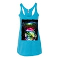 thumbnail image 2 of Trippy Neon Space Astronaut Lunar Cat | Womens Cat Lover Premium Tri-Blend Racerback Tank Top, Vintage Turquoise, Small, 2 of 4