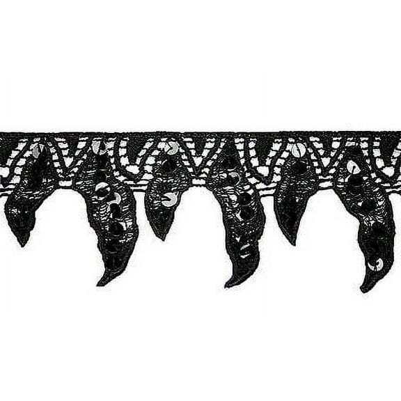 Lily 2.5" Black or White Sequins Leaf Guipure Beautiful Venice Lace Trim by Yard
