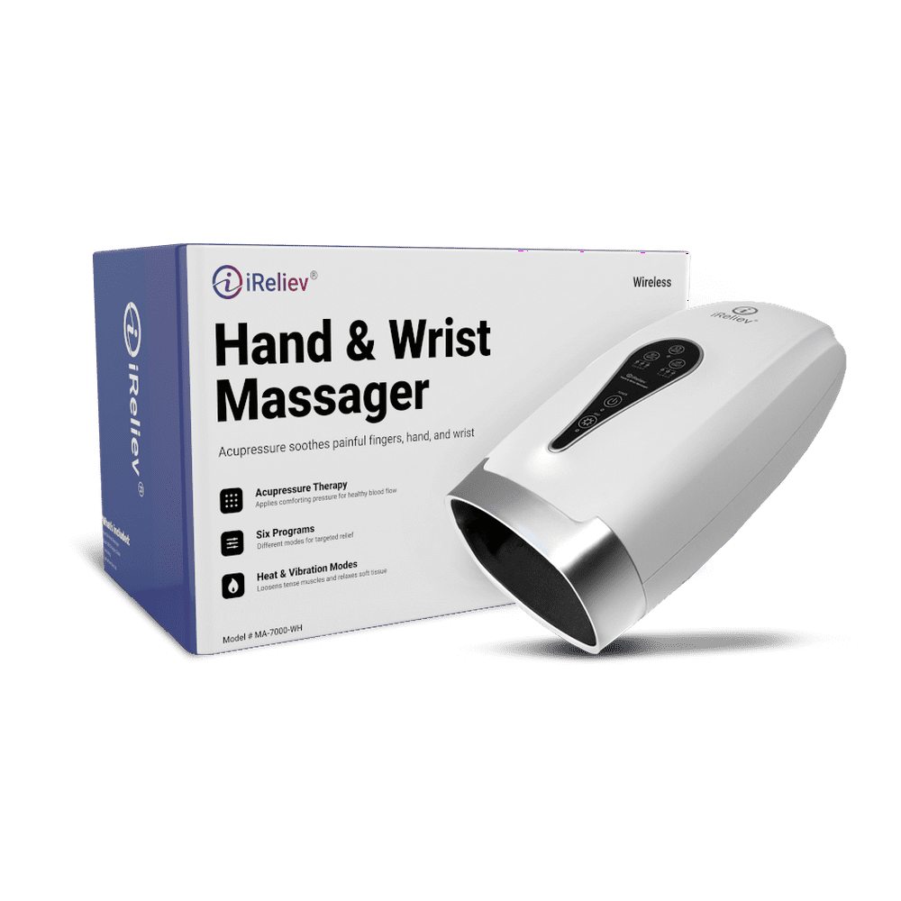 iReliev Hand Massager with Heat, Cordless Hand Massager Machine with 6