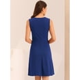 thumbnail image 4 of Vestido de trabajo para mujer Color sólido Sin mangas A-line Flare Vestidos Azul Real XL, 4 of 6