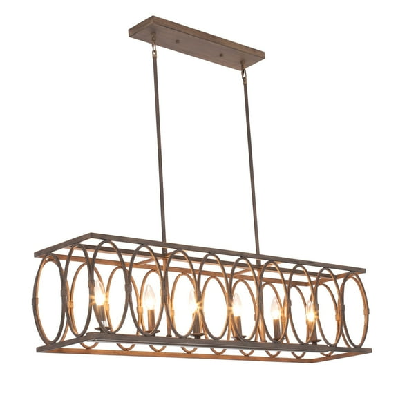 Chloe Lighting Indigo 6-Light Metal Ceiling Pendant in Antique Wood