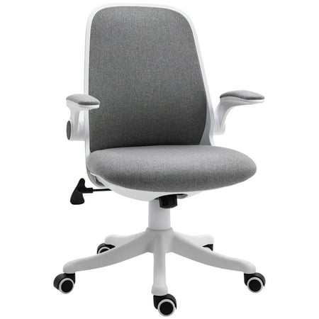 UPC: 0842525184663 | Vinsetto Linen-Touch Fabric Office Chair Swivel Task Chair with Adjustable Lumbar Support  Height and Flip-up Arms  Grey
