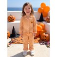 thumbnail image 6 of RUINIXCW Toddler Baby Girl Halloween Pumpkin Pajamas Set Kids Little Girl Fall Winter PJS Set Sleepwear Stripe Button Down Long Sleeve Shirt Pants Set Loungewear Homewear, 6 of 9