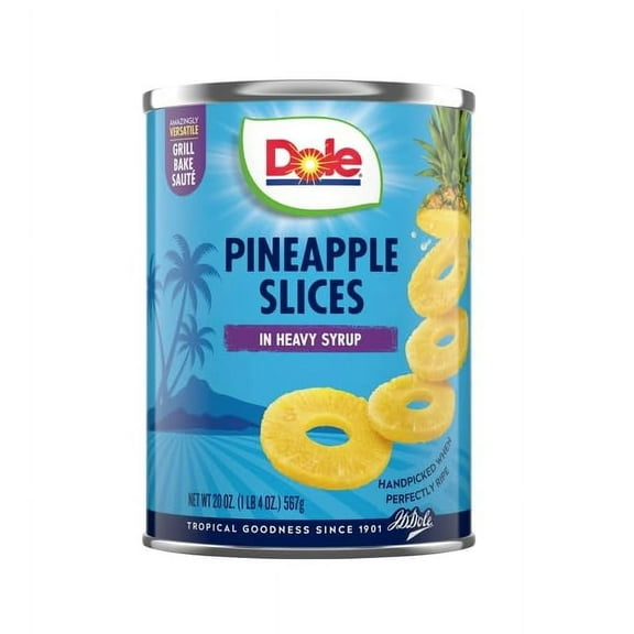 Pack of 1 Dole Pineapple Slices in Heavy Syrup - Dole Canned Fruit - Rich Source of Vitamin C - 20 oz Can