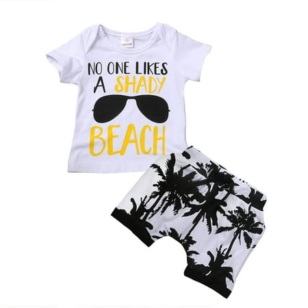 - 2pcs Toddler Infant Kids Baby Boy T-shirt Tops+Shorts Summer Outfits Clothes Set