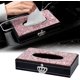 thumbnail image 2 of Funda decorativa rectangular para caja de pañuelos (rosa), piel con diamantes de imitación, ideal para coche, oficina o hogar, 2 of 5