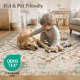 thumbnail image 4 of ODIKA 8'x10' Washable Area Rug Durable, Non-Slip Dining Under Vintage Boho Faded Diamonds Border Large Distressed for Living Room, Sectional, Family, 4 of 7