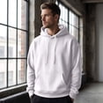 thumbnail image 5 of Men's Classic Solid Fleece Pullover Hoodie, Drawstring Hooded Sweatshirt with Kangaroo Pocket, for Fall Winter Daily Casual Wear White XXXL, 5 of 6