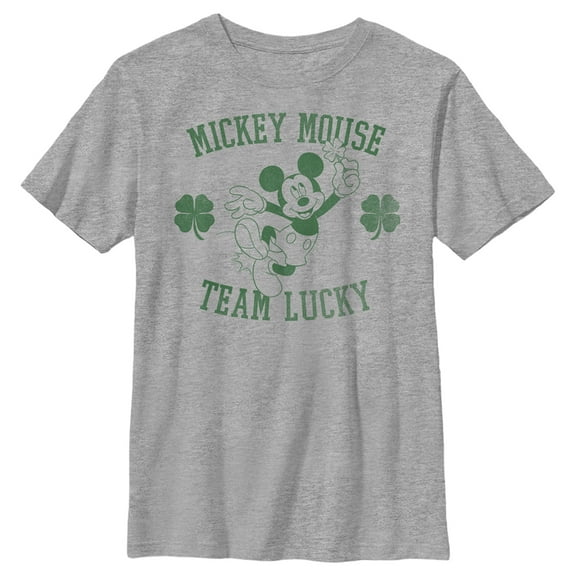 Boy's Mickey & Friends Mickey Mouse Team Lucky  Graphic Tee Athletic Heather X Large