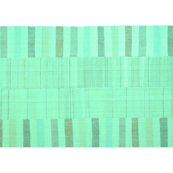 Ahgly Company Indoor Rectangle Abstract Turquoise Blue Contemporary Area Rugs, 8' x 10'
