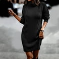 thumbnail image 3 of Aayomet Womens Dresses Women Turtleneck Long Lantern Sleeve Casual Loose Oversized Sweater Dress Soft Winter Pullover Dresses,Black L, 3 of 4