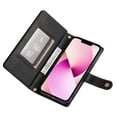 thumbnail image 2 of Allytechgroup Wallet Case for Apple iPhone 13, 9 Cards Holder + Zipper Pocket + Hand Wrist Shockproof Stand Flip Cover RFID Blocking Phone Case for Women Men, Black, 2 of 7
