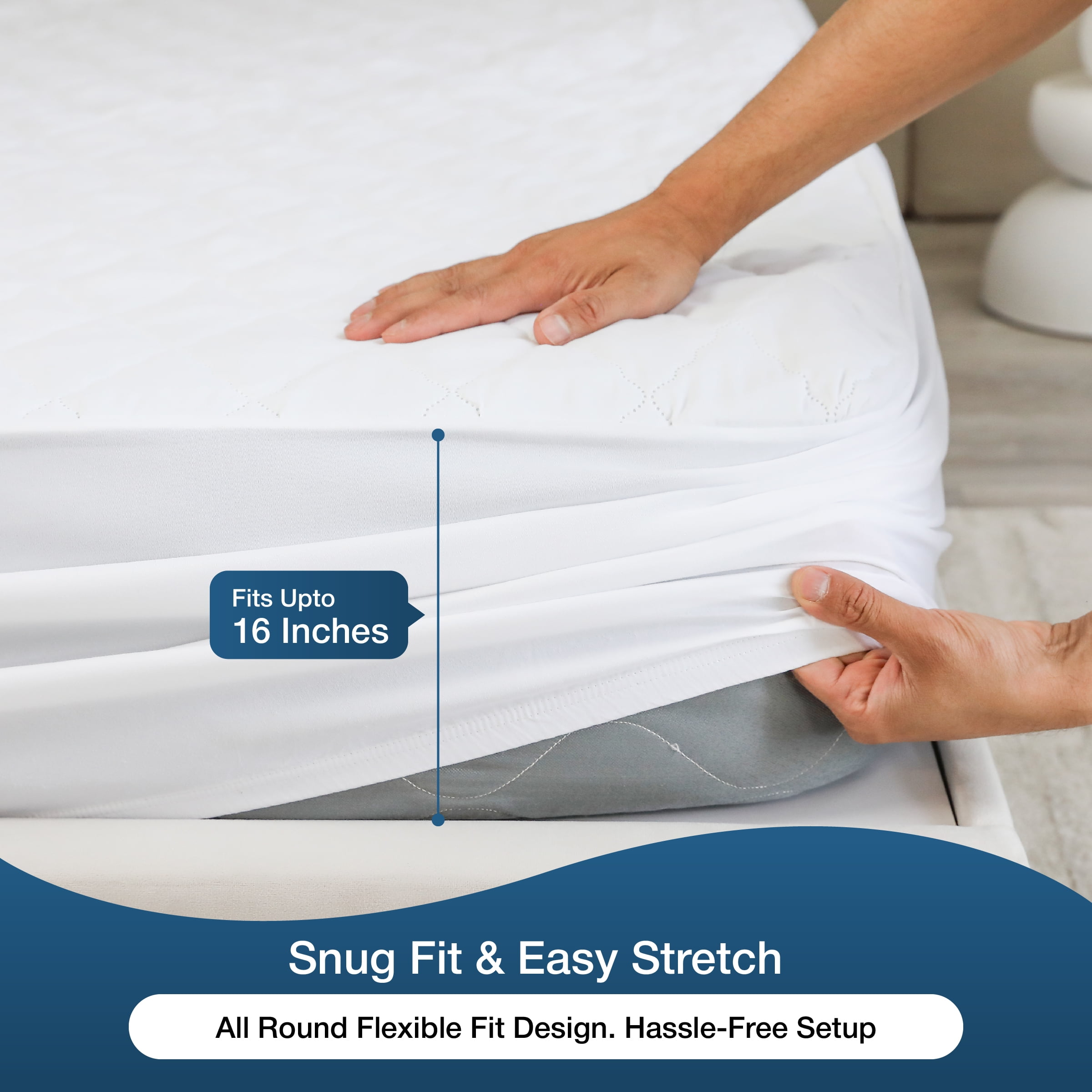 Beddora Waterproof Mattress Protector with Quilted Top – King – Soft & Breathable – White